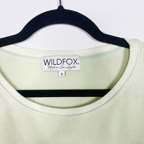 Wildfox Small S Shadow Lime Green Baggy Beach Crew Neck Jumper Pullover Sweater - Picture 5 of 8